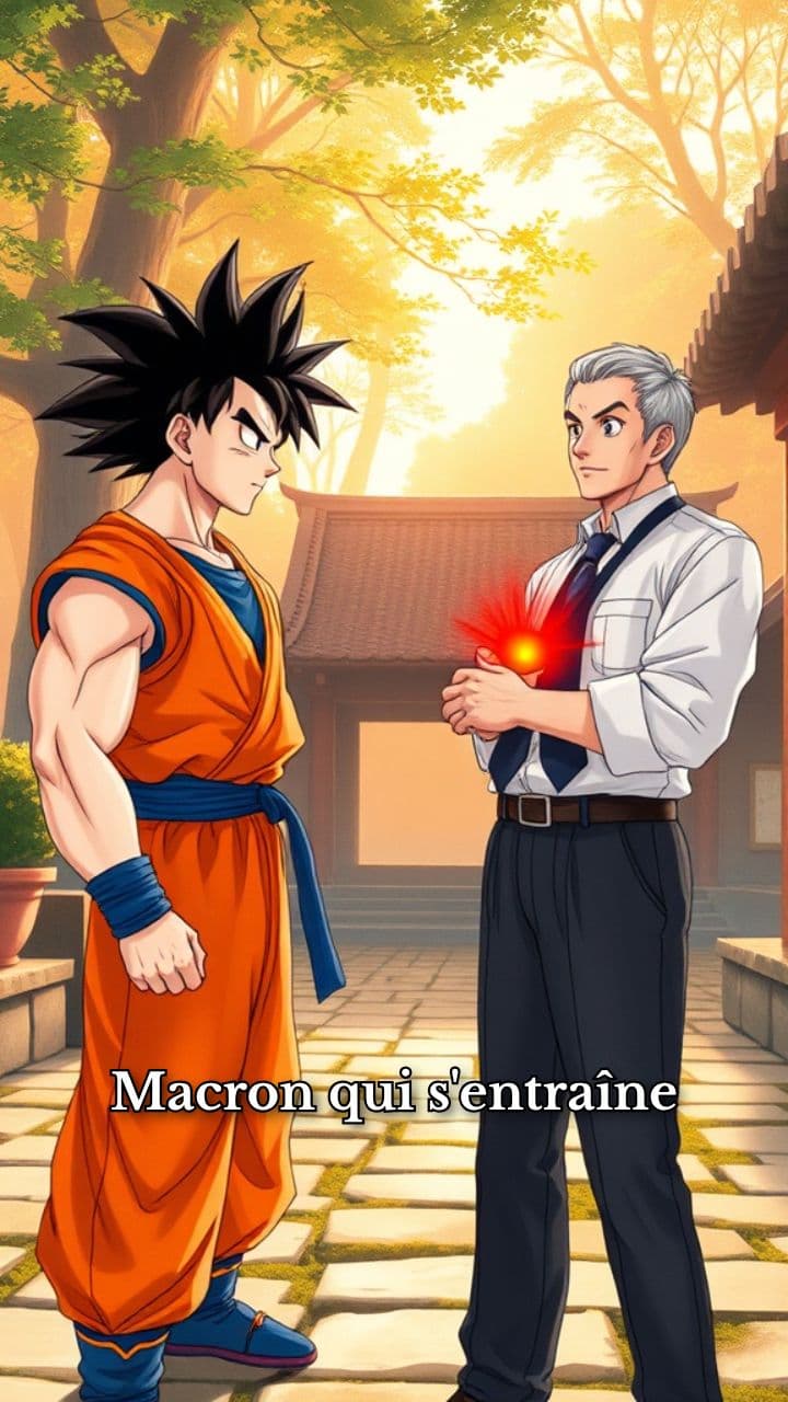 Macron s'entraîne avec Goku (duplicated)