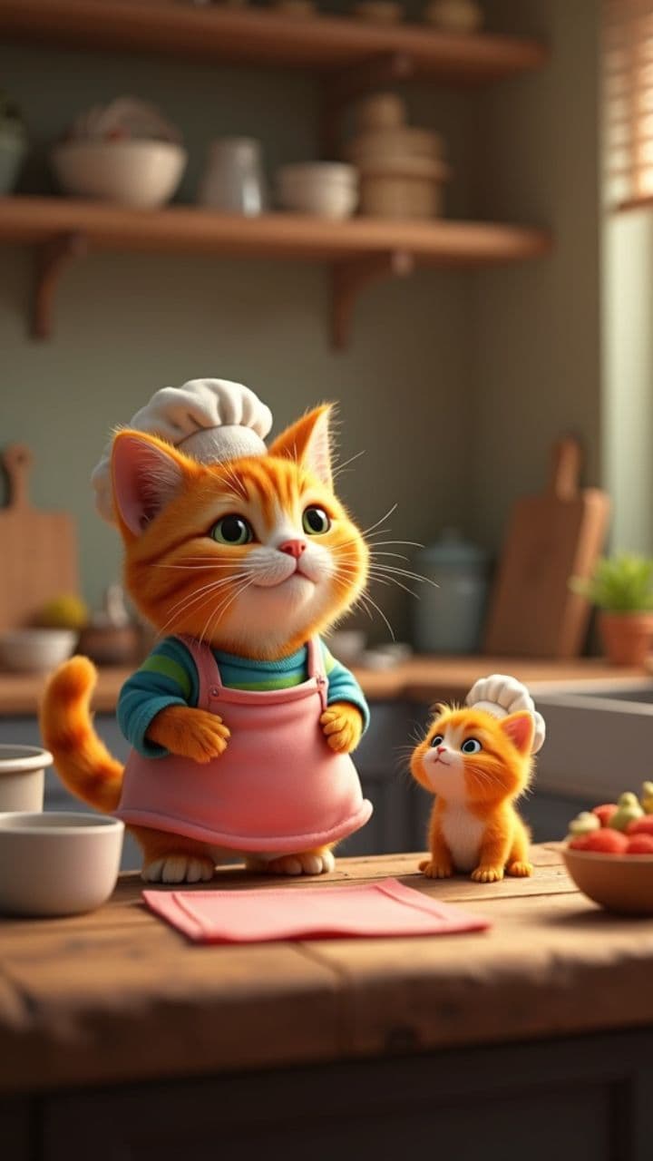 Baking Adventure: Mother Cat and Kitten