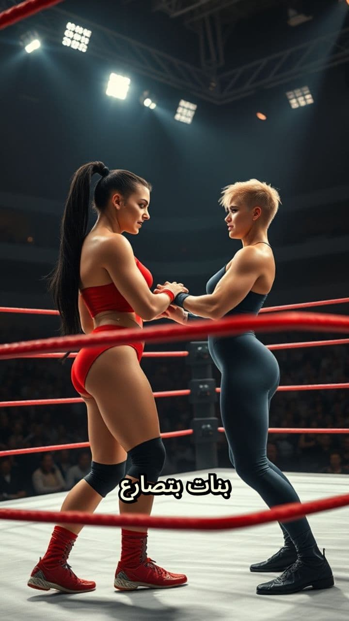 بنات يتصارعن في حلبة مصارعة