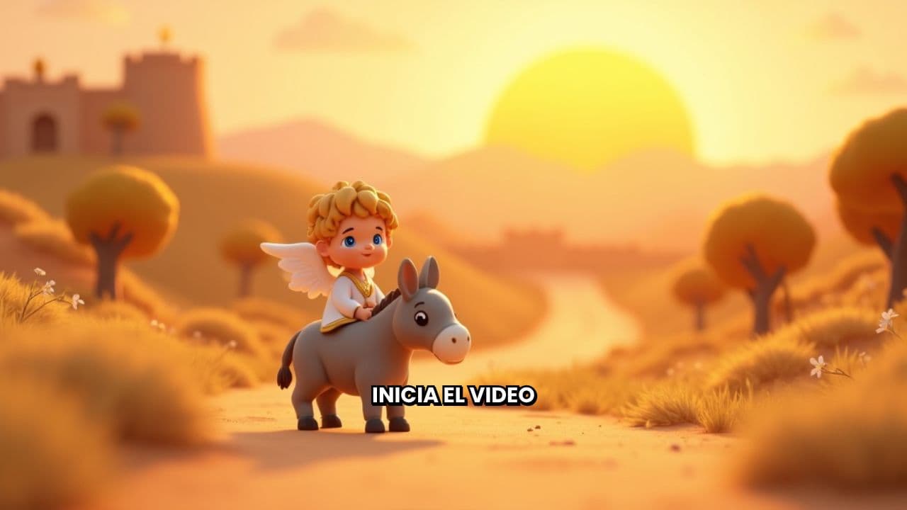 Un ángel rumbo a Belén en burrito