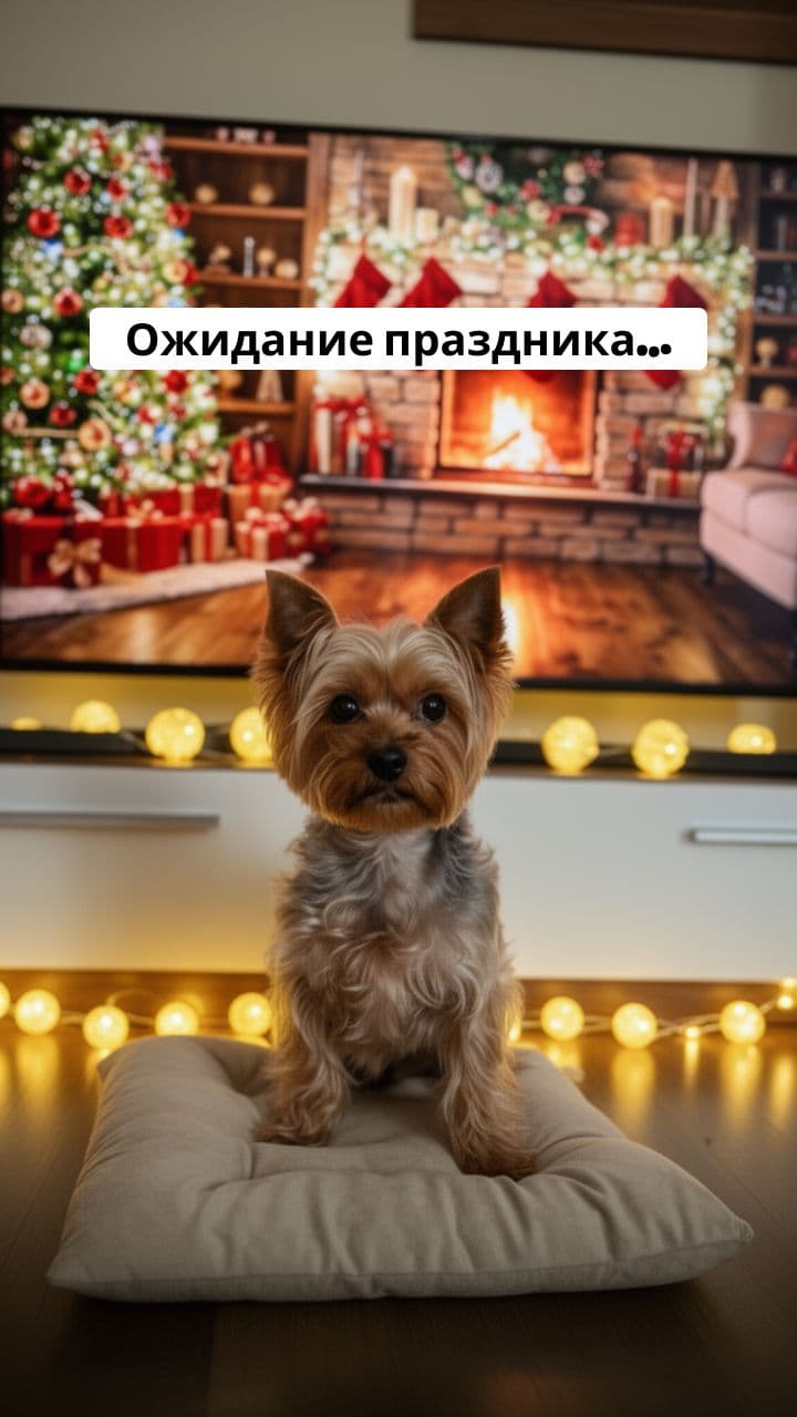 Yorkie Christmas Yawn