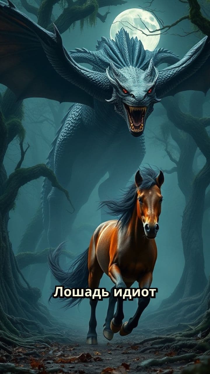 Лошадь и дракон в лесу