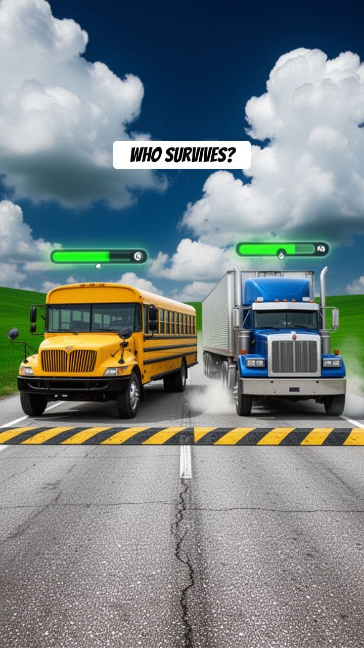 Bus vs Truck Speed Bump Race