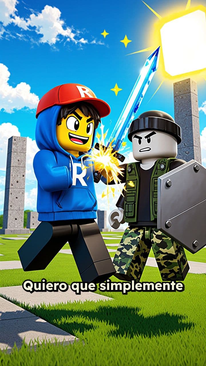 Muñecos de Roblox peleando y en fila