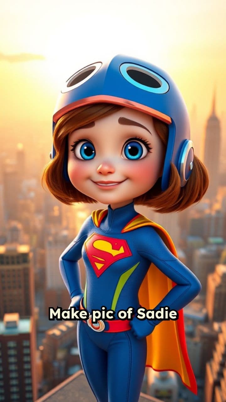 Sadie the Superhero with Rainbow Cape