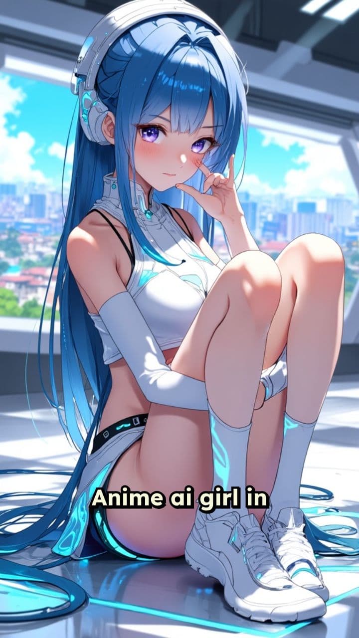 Anime Girl Stretching in Mini Skirt