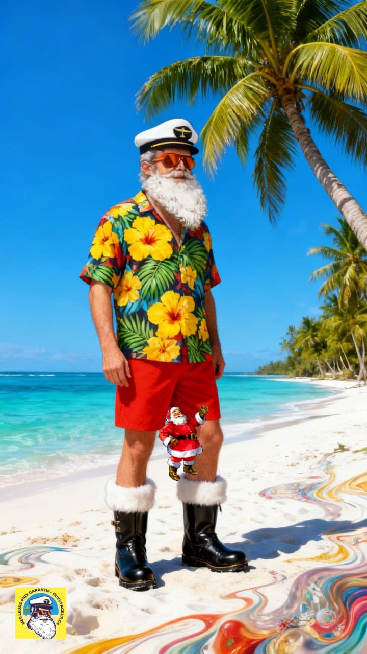 Père Noël sur la plage duvoyageur.ca