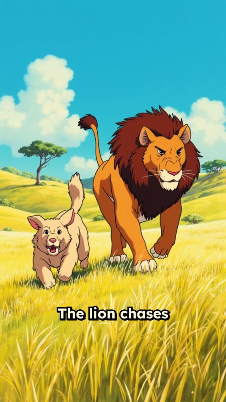 Lion Pursues Dog
