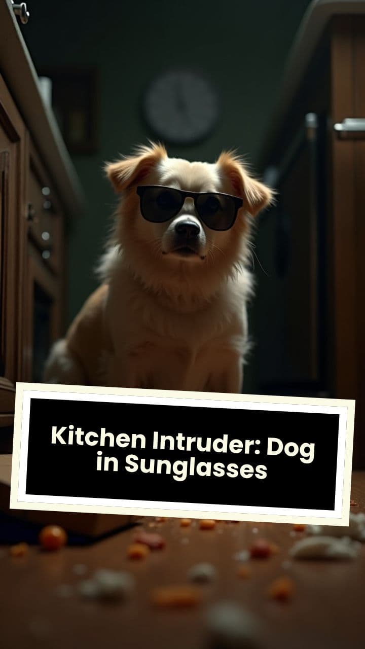 Kitchen Intruder: Dog in Sunglasses