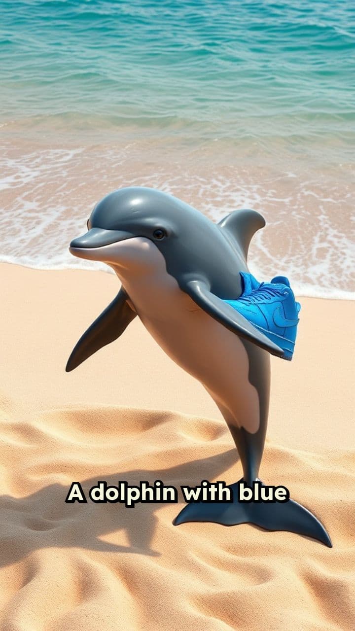 Dolphin in Blue Nikes on the Beach