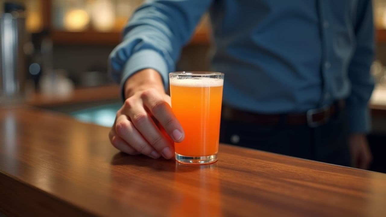 Drink Sliding Across Bar