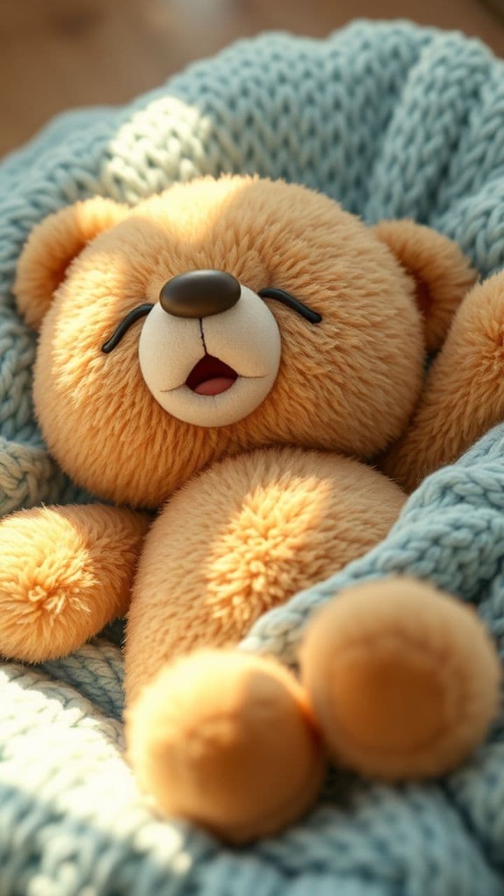 Cute Woolen Bear Plushie Sleeping