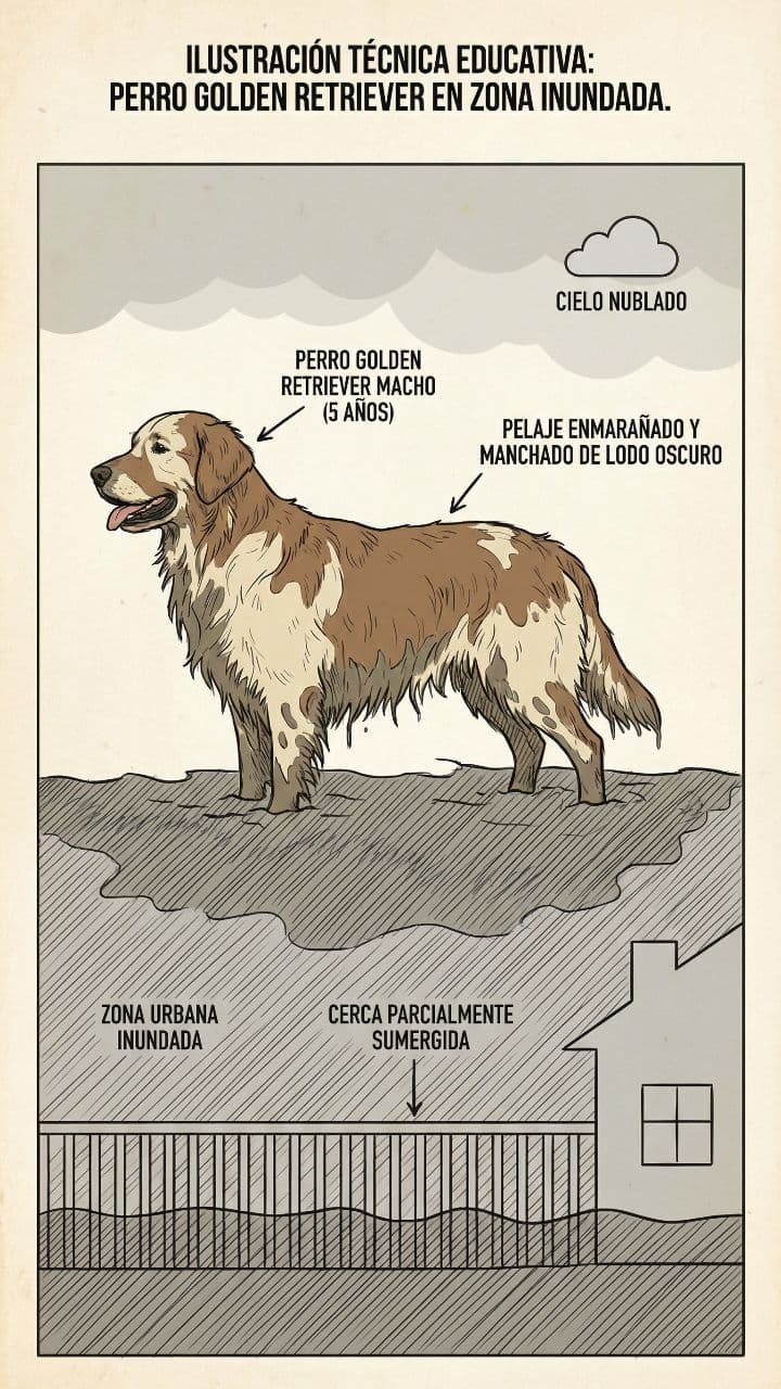 Protegió a su cría del agua