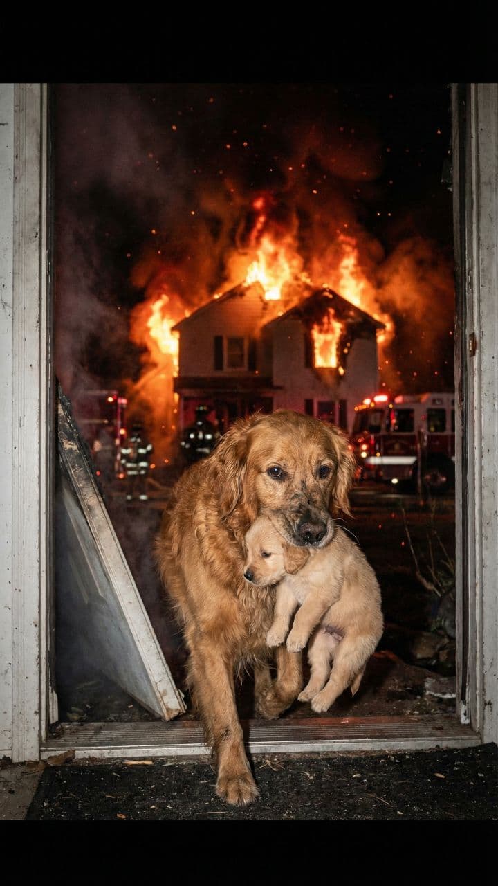 Héroe canino salva a sus cachorros