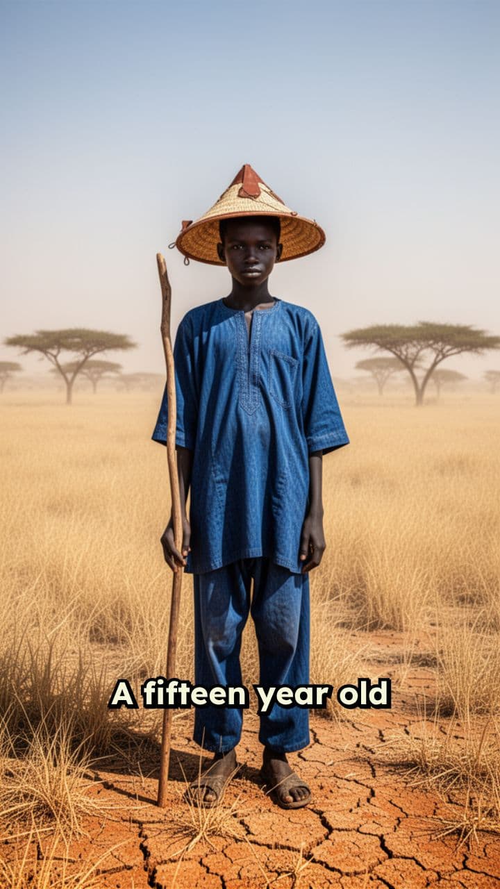 Fulani Herder Faces a Hyena