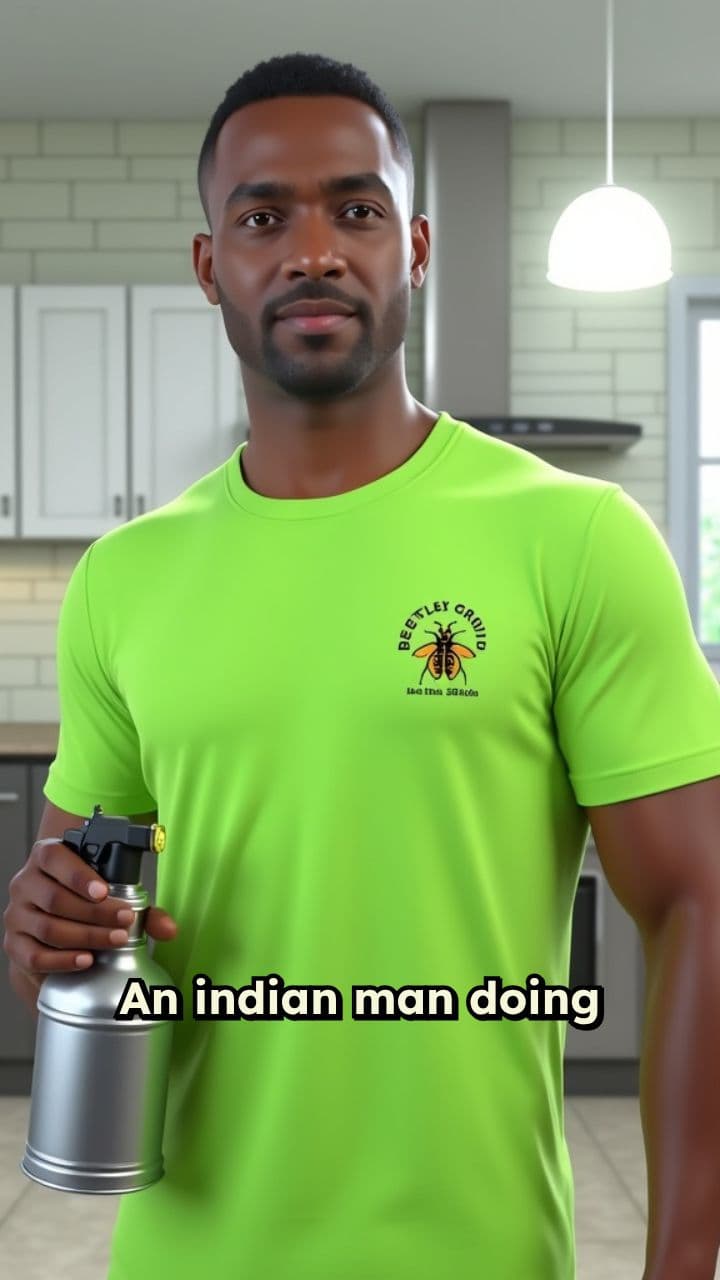 Indian Man Pest Control in Kitchen