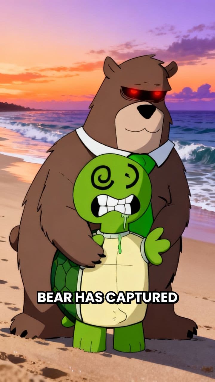 Bear, Turtle, and Treasure on the Beach