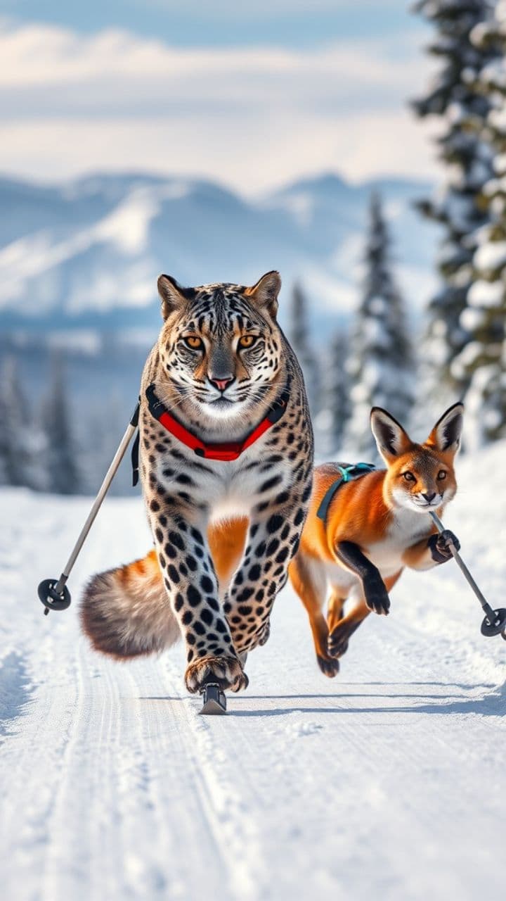 Биатлон: Снежный барс, лиса и заяц