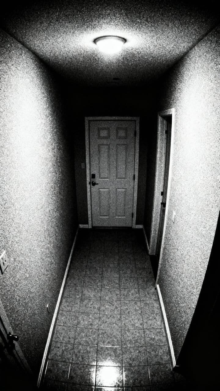 Kind verschwindet im Hausflur nachts