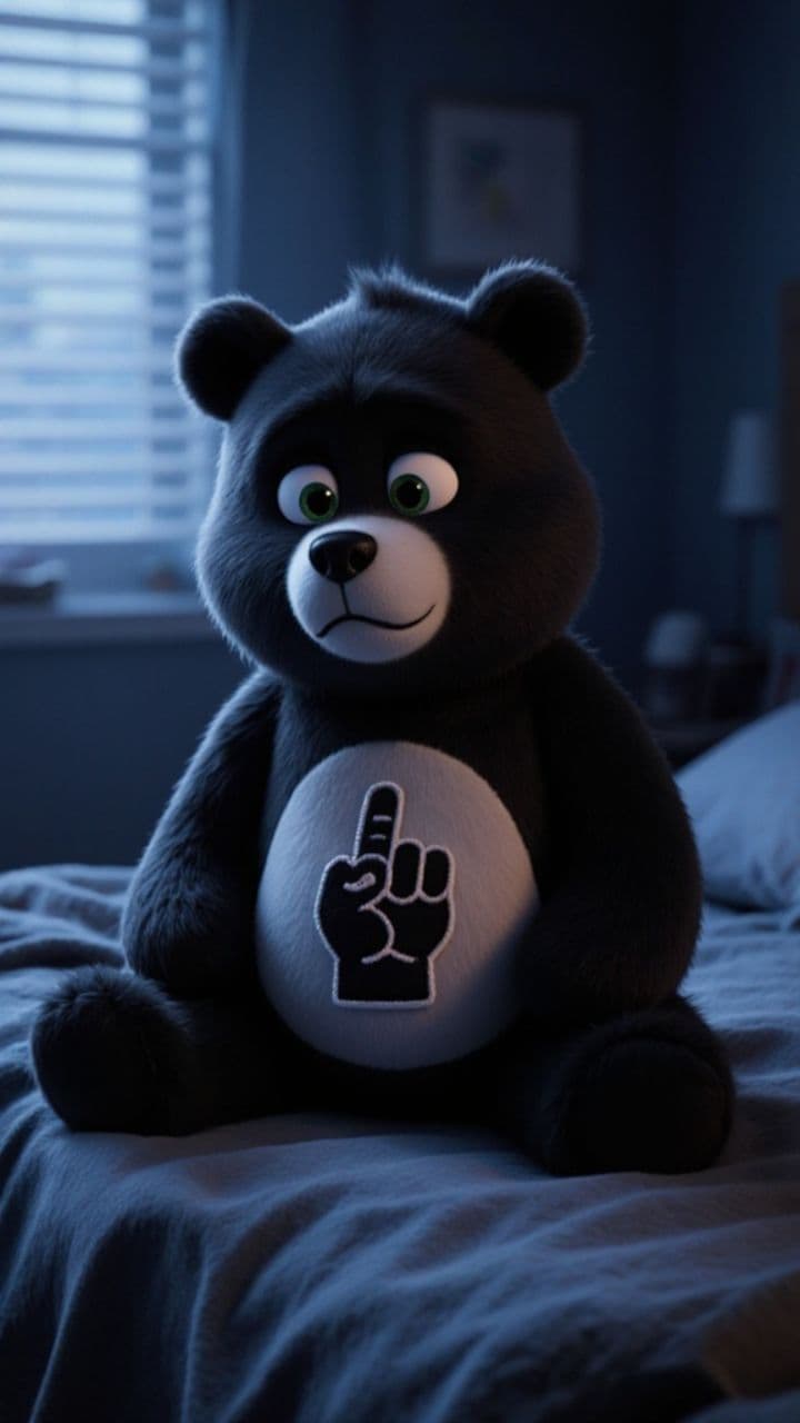 Mittelfinger auf dem Bauch