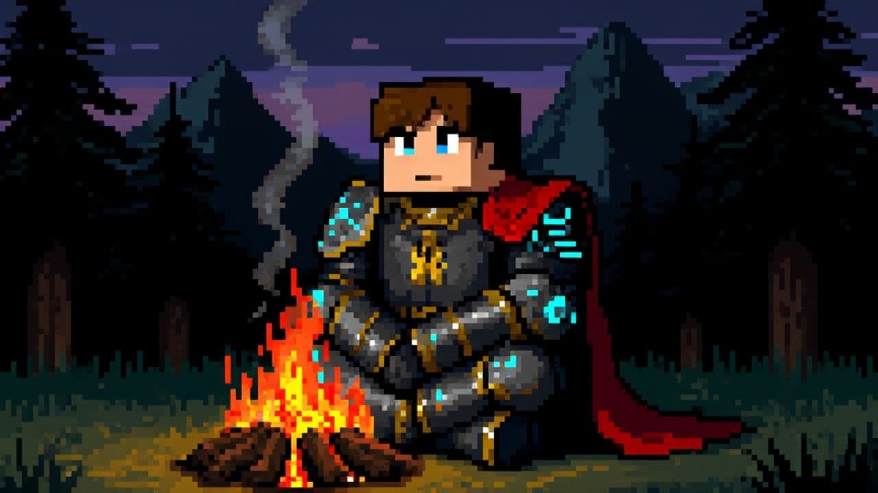 Repos sous la lune en armure