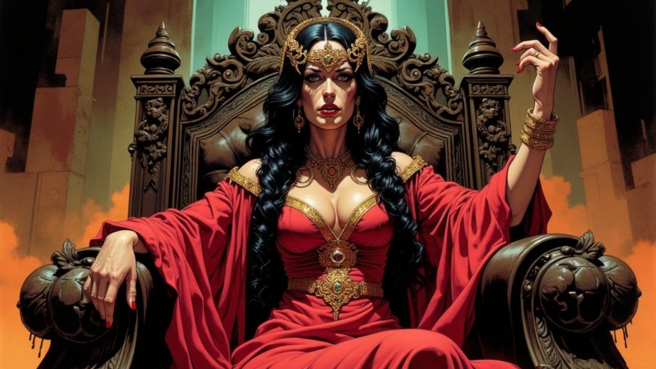 Angry Queen Jezebel on Her Throne