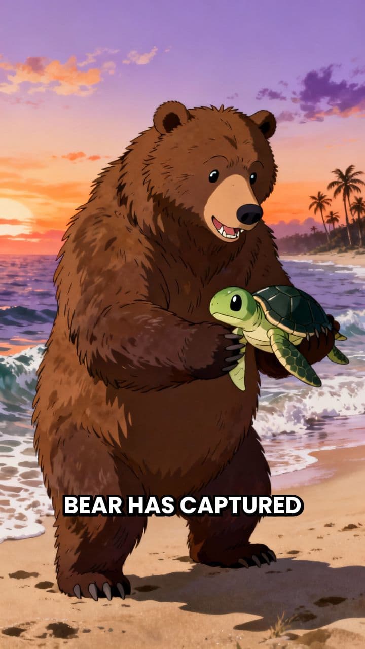 Bear, Turtle, and Treasure on the Beach