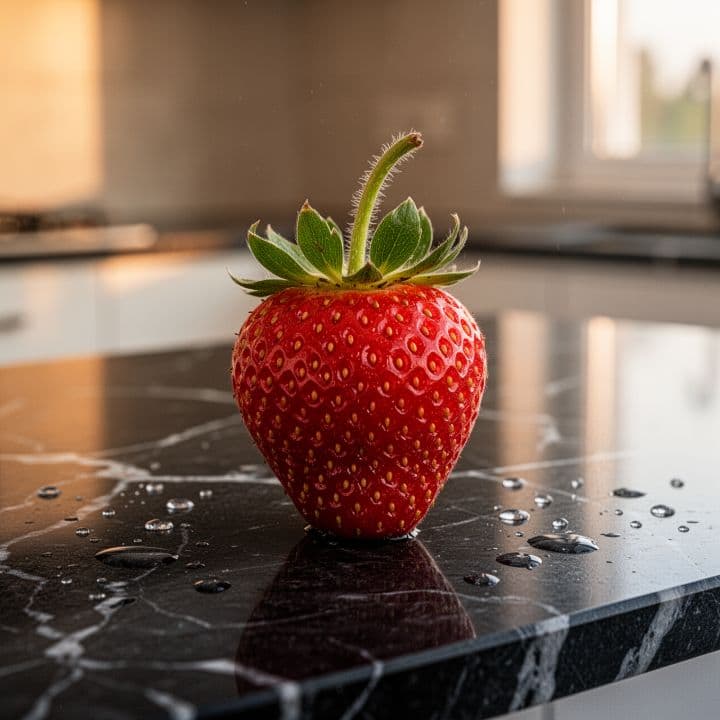 Rotating Strawberry with a Bite