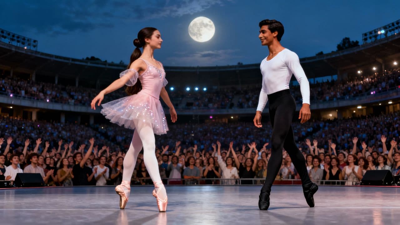 Moonlit Ballet in a Crowded Space