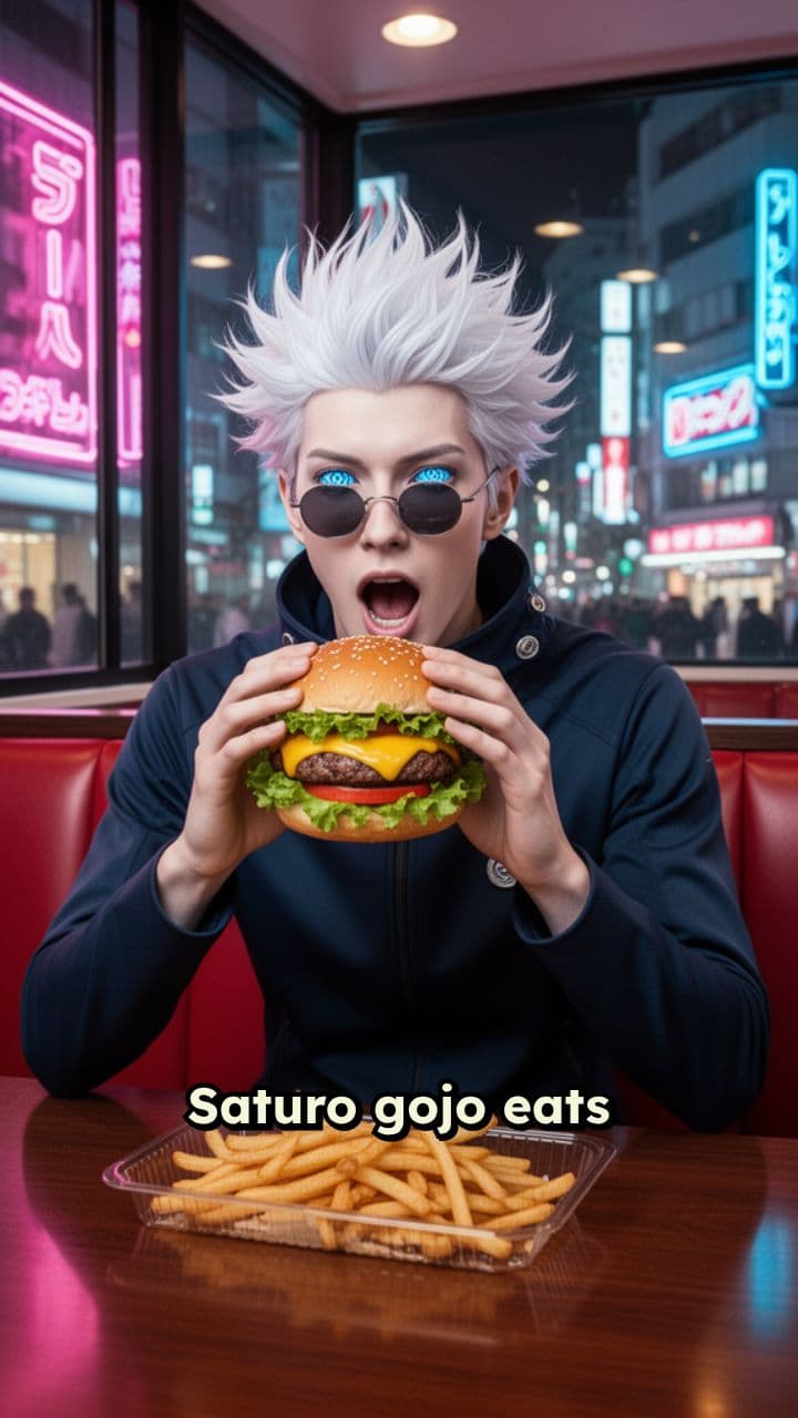 Gojo Eats a Cheeseburger