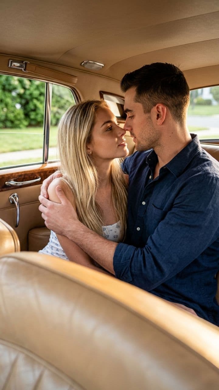 Passionate Kiss in the Car