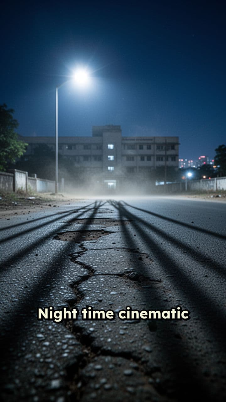 Ambulance Passes, Figure Falls Under Streetlight