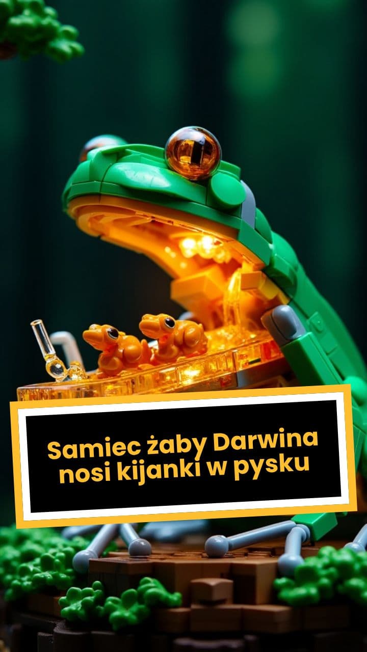 Samiec żaby Darwina nosi kijanki w pysku