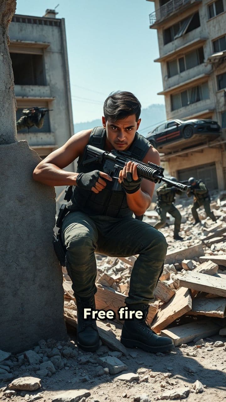 फ्री फायर 1v4 हेडशॉट गेमप्ले