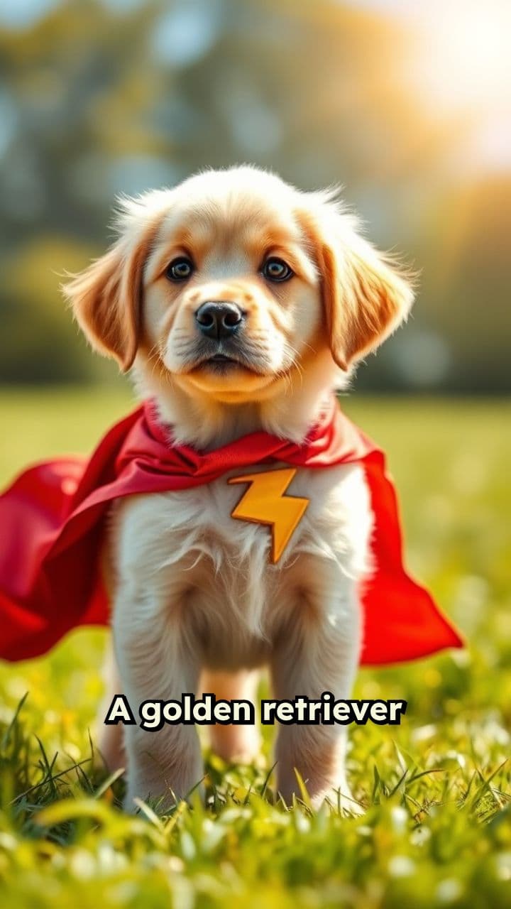 Superhero Puppy in Autumn Park