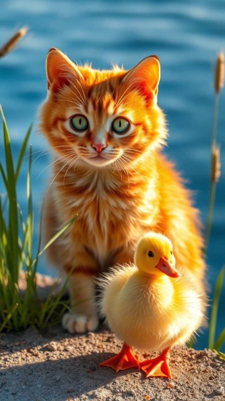 Curious Cat and Duck Chase