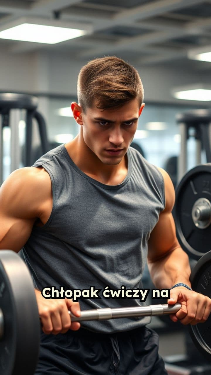 Chłopak trenuje na siłowni
