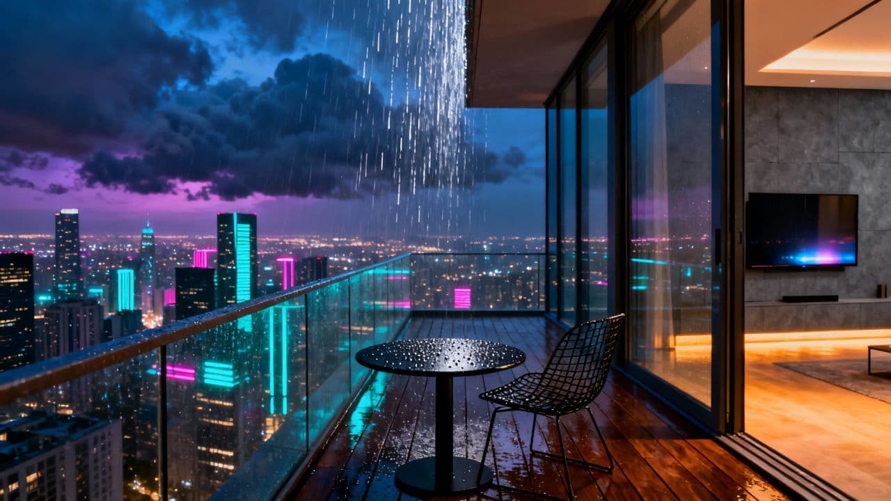 Late Night Penthouse Cityscape
