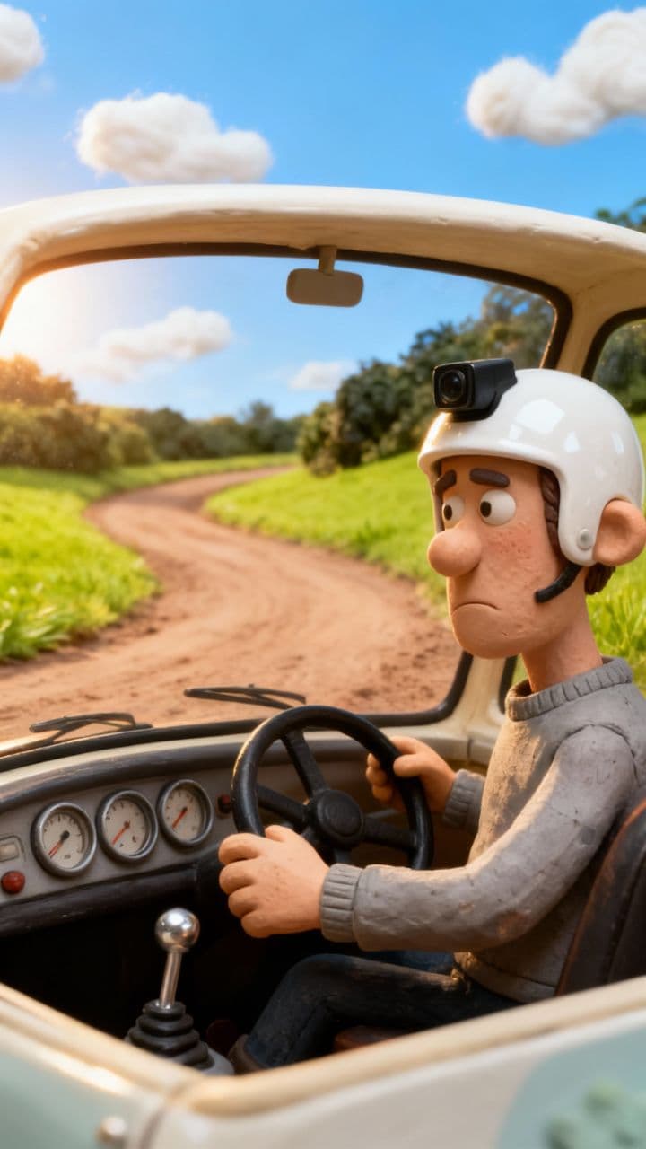 Boris Driving with Camera Helmet
