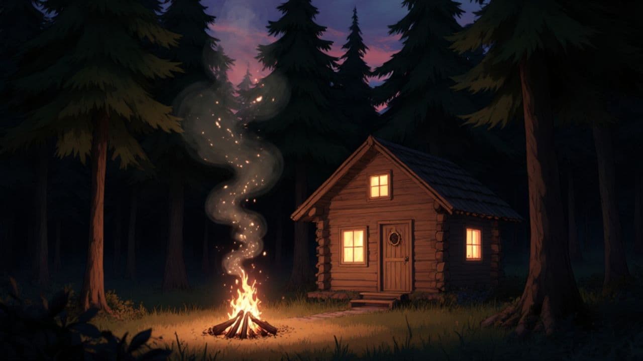 Cozy Forest Cabin at Dusk