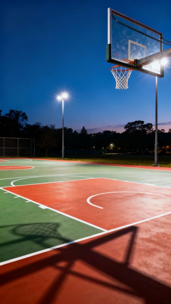 Moonlit Basketball Solitude