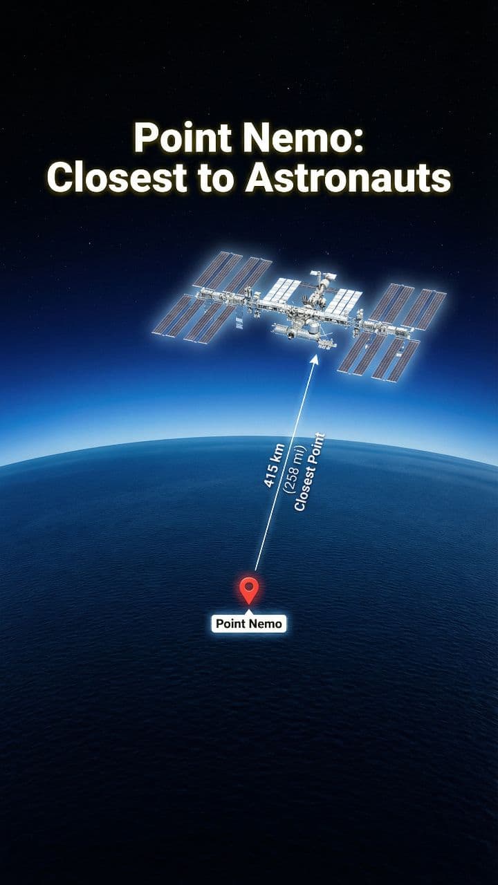 Point Nemo: Closest to Astronauts #didyouknow #sciencefacts #earthfacts #weirdplaces #mindblowingfacts #factsdaily #learnontiktok #geographyfacts #spacefacts