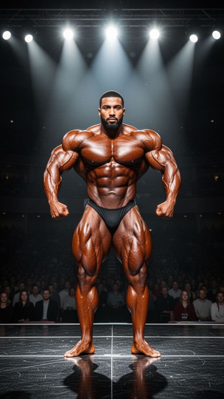 Championship Bodybuilder Under Stage Lights