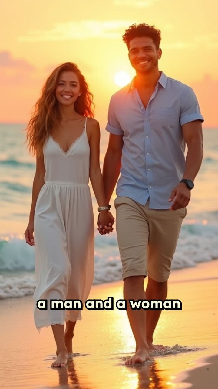 Sunset Beach Stroll in Love