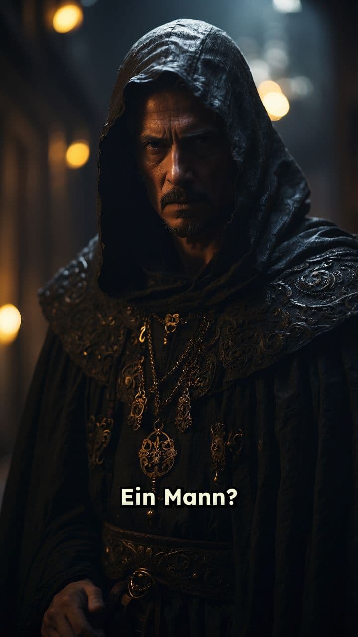 Mysteriöser Mann mit Messer und Frucht