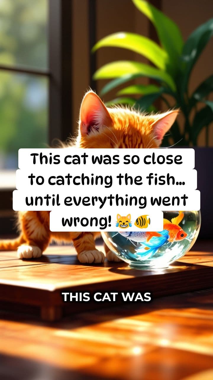 Cat Knocks Over Fish Bowl Trying to Catch Fish 😹🐠 | Funny Cat Short
