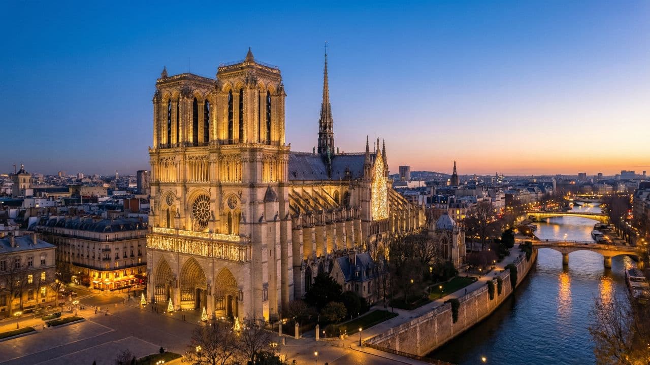 Twilight Glow: Notre Dame Christmas Skate