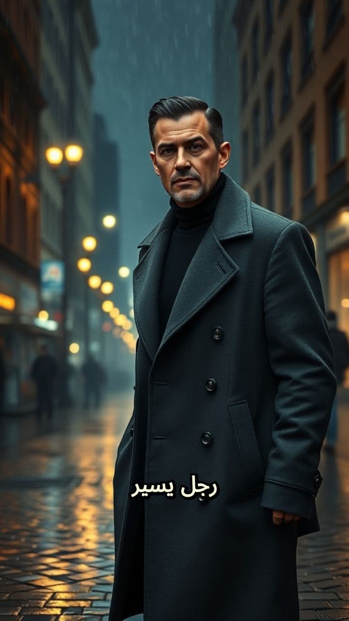 رجل وحيد تحت مطر المدينة