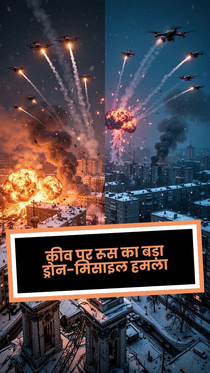 कीव पर रूस का बड़ा ड्रोन-मिसाइल हमला