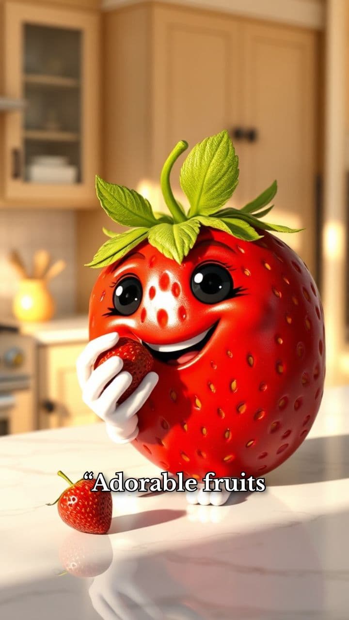 Cute Fruit Characters Take Tiny Bites